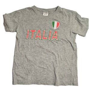 Italia Boys Heather Gray T Shirt Short Sleeve Italy Flag Logo Size S- M 10-12